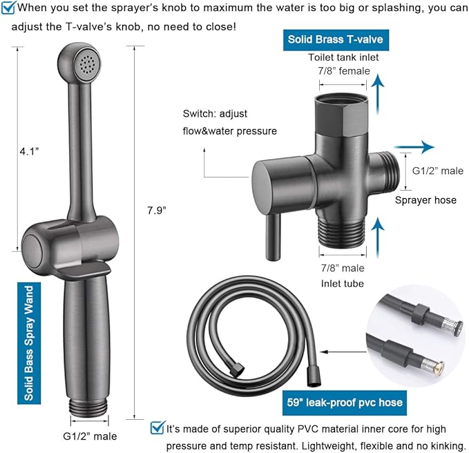 Handheld Bidet Toilet Sprayer, Cloth Diaper Sprayer - Image 2