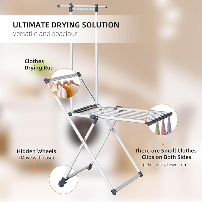 Unkqan Clothes Drying Rack, Foldable Laundry Rack - Image 4
