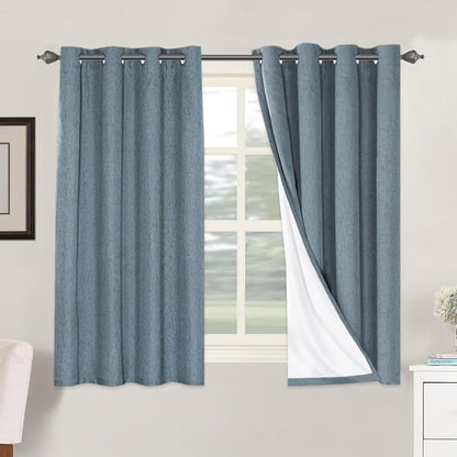H.VERSAILTEX Linen Blackout Curtains 54 Inches Long 100% Blackout Thermal by HVERSAILTEX
