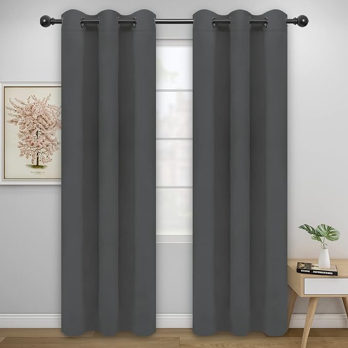 Easy-Going Blackout Curtains for Bedroom, Solid Thermal Insulated Grommet and by Easy-Going