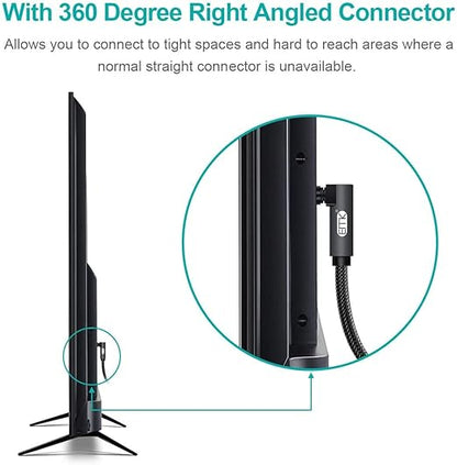 EMK 90 Degree Toslink Optical Cable 360 Degree Free-Rotating Plug Fiber Optic - Image 3