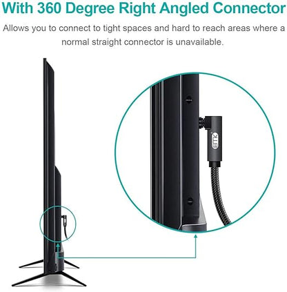 EMK 90 Degree Toslink Optical Cable 360 Degree Free-Rotating Plug Fiber Optic - Image 3