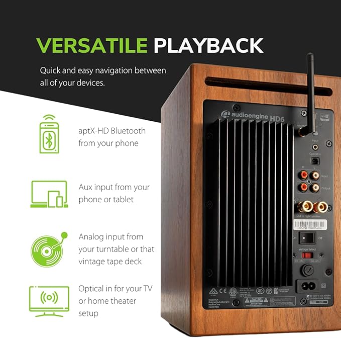Audioengine HD6 Premium Powered Bookshelf Speakers | 150W Audiophile-Grade - Image 7