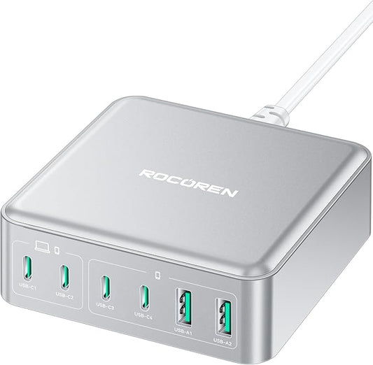 270W USB C Charger Block, Rocoren 6 Port Multi USB-C Charging Station, 100W PD by Rocoren