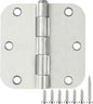 30 Pack Rounded Brushed Nickel Door Hinges 3.5 Inch 5/8" Radius 3 1/2" Satin by TDCHINGES