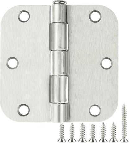 36 Pack Rounded Brushed Nickel Door Hinges 3.5 Inch x 3 ½" 5/8" Radius 3 1/2" by TDCHINGES