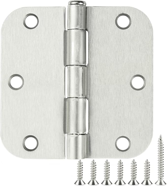 48 Pack Interior Door Hinges Brushed Nickel 3.5 Inch x 3 1/2" Rounded 5/8" by TDCHINGES