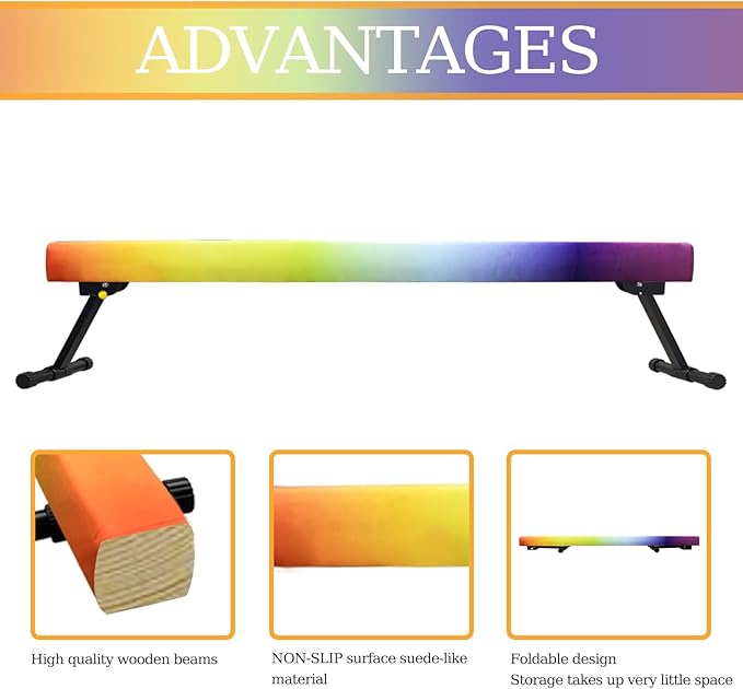 Adjustable&Foldable Gymnastics Balance Beam, 6FT/8ft High-Low Level Floor - Image 2