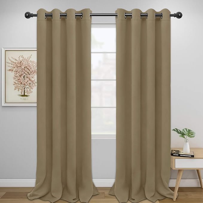 Easy-Going Blackout Curtains for Bedroom, Solid Thermal Insulated Grommet and by Easy-Going