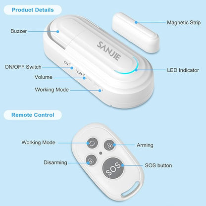Sanjie Pool Door Alarms for Kids Safety/Home Security/Dementia, Wireless Door - Image 8