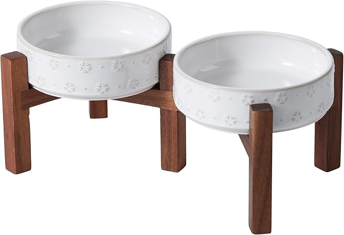 6.1inch Ceramic Raised Double Bowls Set by Havniva