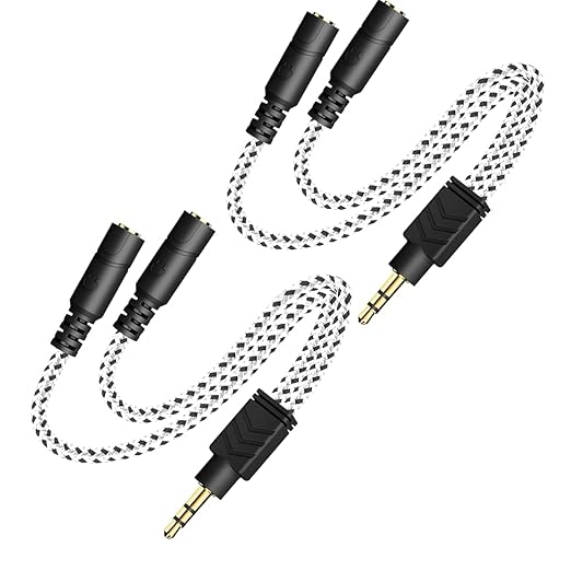 DUKABEL Headphone Splitter, Knitted 3.5mm Audio Splitter TRS 3-Pole Aux by DuKabel