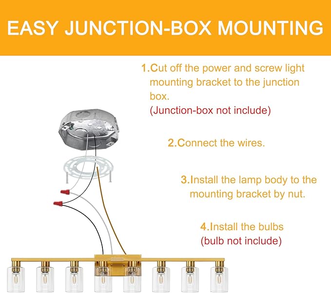 8 Light Gold Bathroom Light Fixtures, Modern Large Vanity Lights - Image 9
