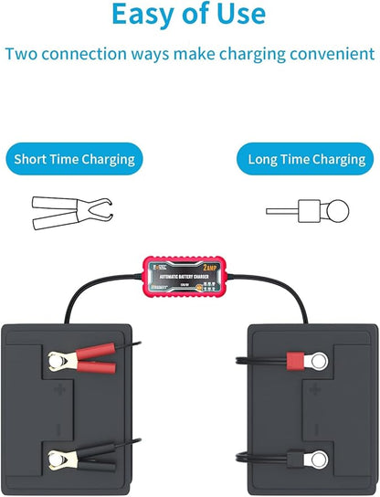 FOVAL 2-Amp Car Battery Charger, 6V and 12V Portable Automatic Smart Charger - Image 8