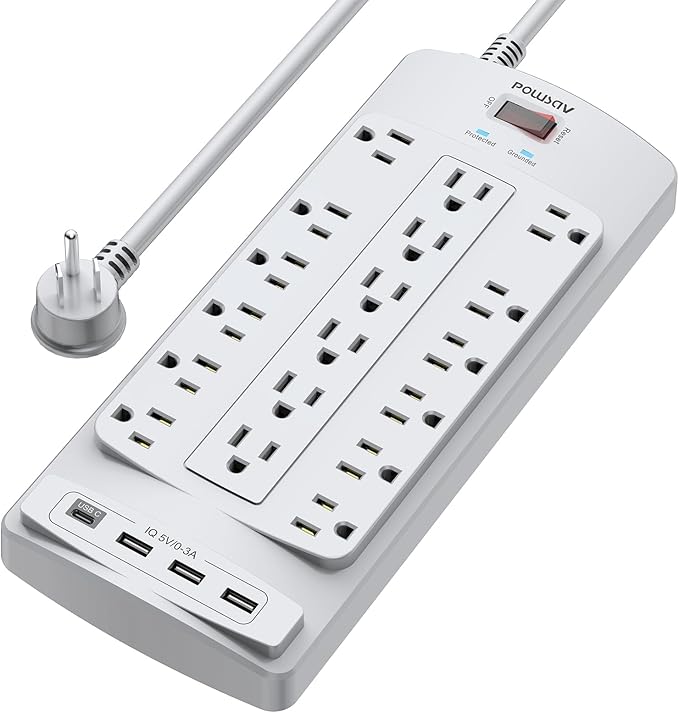 18 Outlets Surge Protector Power Strip by POWSAV
