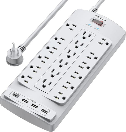 18 Outlets Surge Protector Power Strip by POWSAV