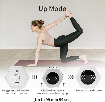 Productivity Timer Flip Gravity Sensor Cube Timer Countdown & Countup, Mute & - Image 3