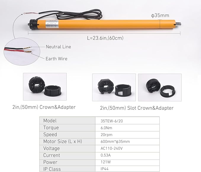 110V/120V Tuya WiFi 35mm Roller Blinds Motor Wired, 6N 20rpm, Smart Google - Image 4