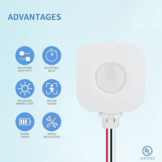 ECOELER Ceiling Occupancy Motion Sensor Switch, High Bay Fixture Mount 360° - Image 2