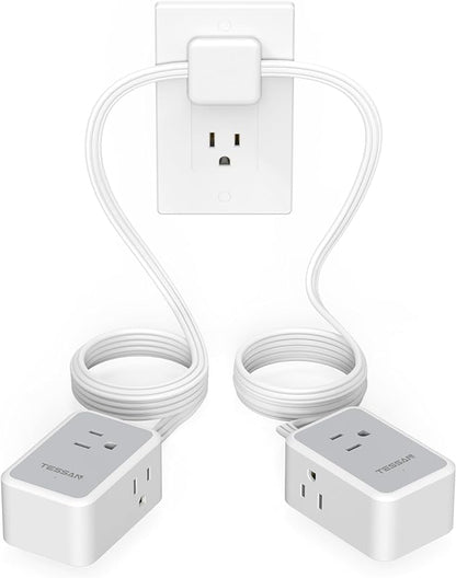 TESSAN Twin Extension Cord 12 FT, Double Ended Flat Plug Surge Protector Power by TESSAN