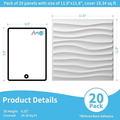 Art3d 20 Pack Decorative 3D Wall Panels, 19 Sq.Feet PVC Interior Wall Décor - Image 2
