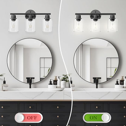 Guliaofo 3-Light Black Vanity Lights, E26 Modern Bathroom Light Fixtures - Image 6