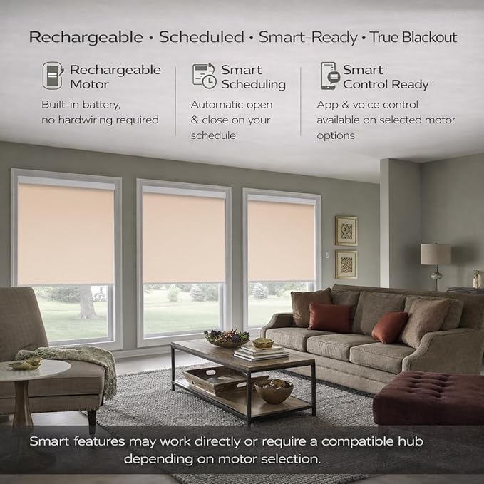 ZSHINE Motorized Blackout Window Blinds Customize Width Remote Control Wireless - Image 4