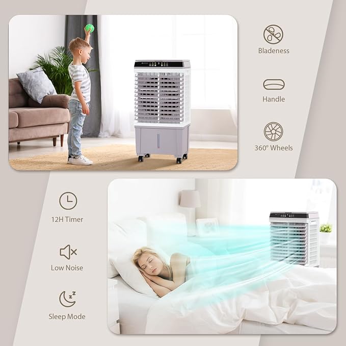 LifePlus Evaporative Air Cooler 1800 CFM Swamp Cooler Portable Cooling Fan - Image 7