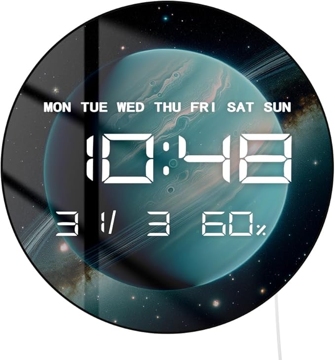 Timethink 12'' Planet Uranus Digital Wall Clock Large Display, Space Solar by Timethink