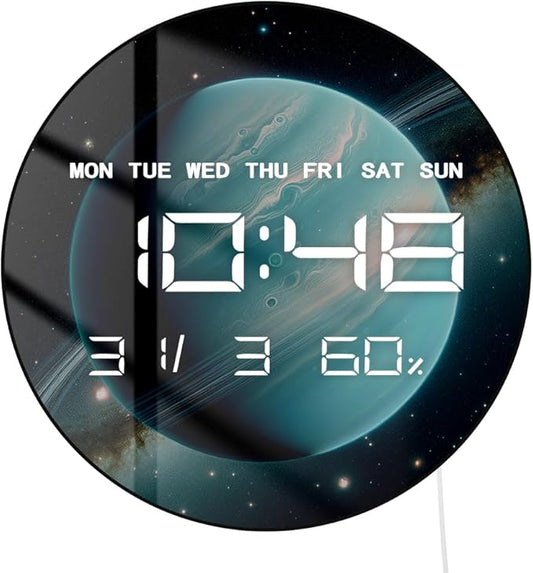 Timethink 12'' Planet Uranus Digital Wall Clock Large Display, Space Solar by Timethink