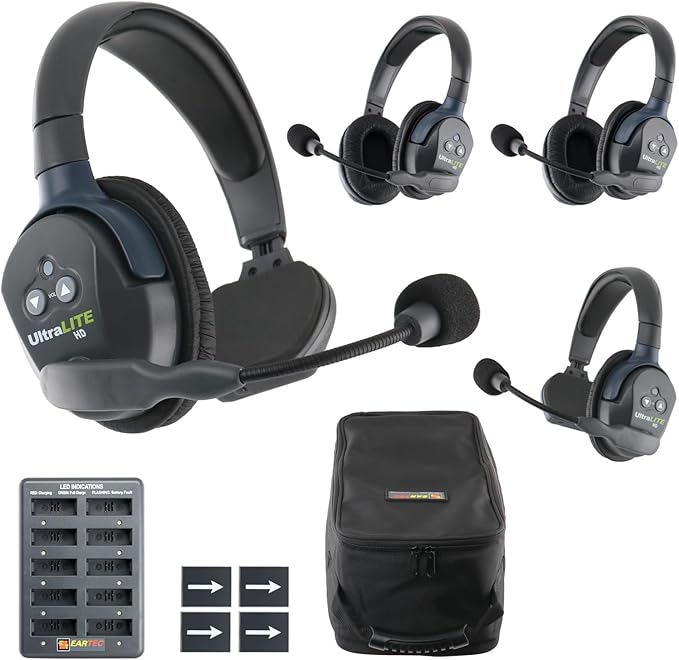 Eartec UL422 Ultralite-HD 4-Person Full Duplex Wireless Intercom Headset by Eartec