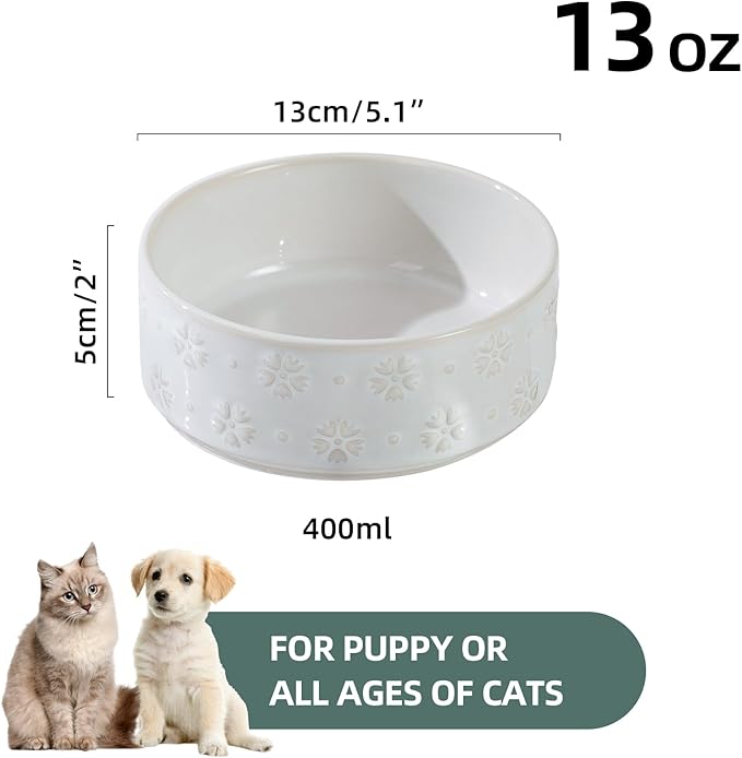 Ceramic 5.1inch Set of 2 Dog and Cat Bowls - Image 2