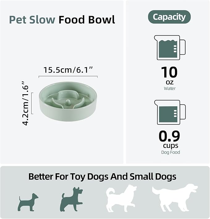 Ceramic 0.9 Cup Dog Bowl Slow Feeder - Image 2