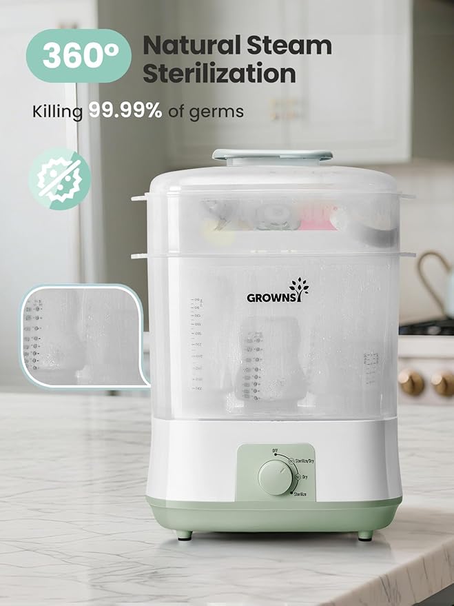 Grownsy Adjustable 4 in 1 Large Bottle Sterilizer and Dryer, 8 Bottles Capacity - Image 2