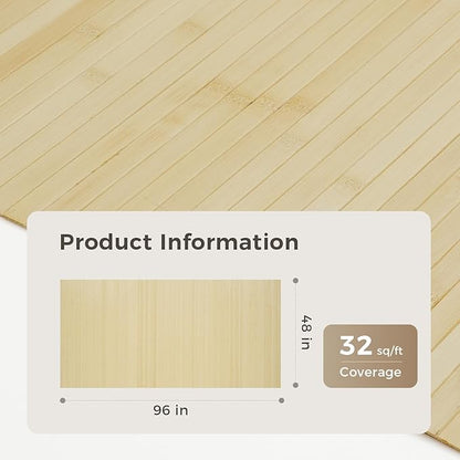 OUZUGIE 1 Pack 96x48 Inch Natural Bamboo Wall Panel – Raw Pole Wrap Paneling - Image 2