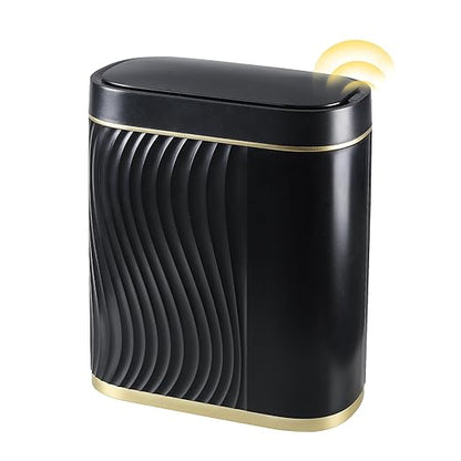 Bathroom Small Trash Can 2 Gallon Black Sensor Garbage Can by SYNCVIBE