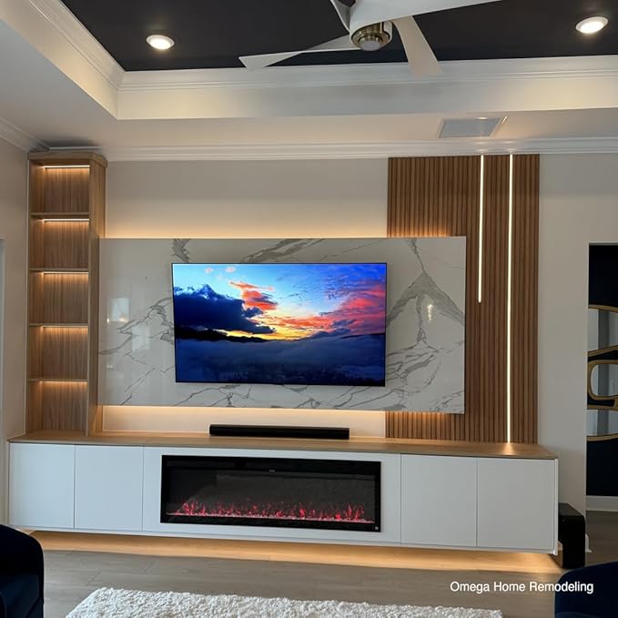 Touchstone Smart Electric Fireplace-The Fury 65" Wide- 4.5" Thin in Wall - Image 4