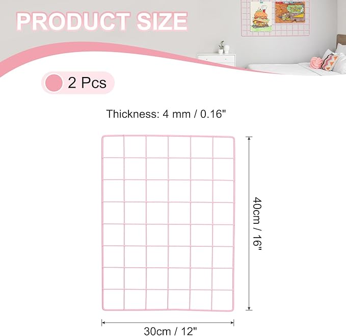 PATIKIL 12"x16" Wire Grid Panel, 2 Pack Board Photo Pictures Memo Display Grid - Image 2