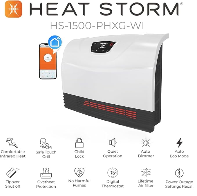 Heat Storm HS-1500-PHX-WIFI Infrared Heater, Wifi Wall Mounted - Image 5