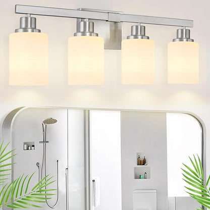 DIKAIDA Bathroom Vanity Light, 4-Light Nickel Modern Bathroom Light Fixtures - Image 8