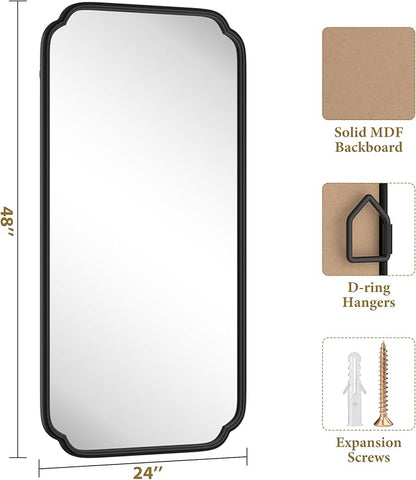 48 x 24 Inch Black Bathroom Vanity Mirror - Image 5