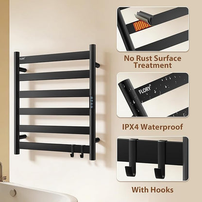 R FLORY Heated Towel Rack for Bathroom, 6 Bar Wall Mounted Towel Warmer Racl - Image 7