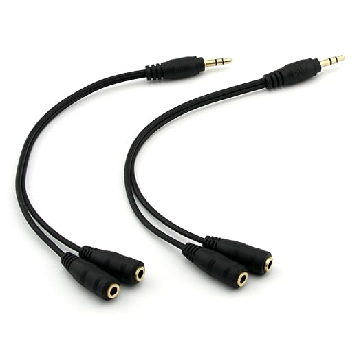 ONXE 2-Pack Gold Plated 3.5mm Stereo Jack Splitter Cable Adapter Connectors by ONXEBornforqualityNeverWasteYourMoney
