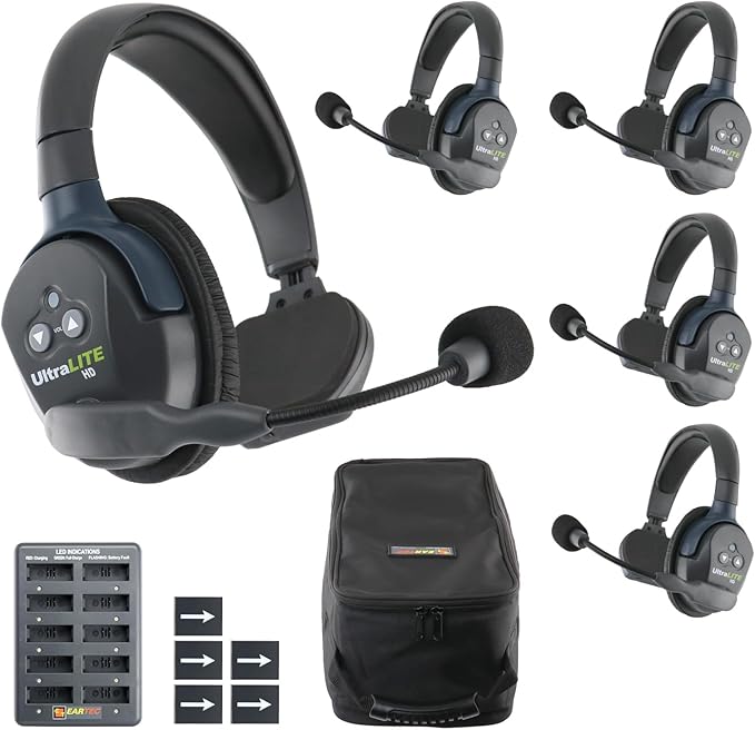 Eartec UL5S Ultralite-HD 5-Person Full Duplex Wireless Intercom Headset by Eartec