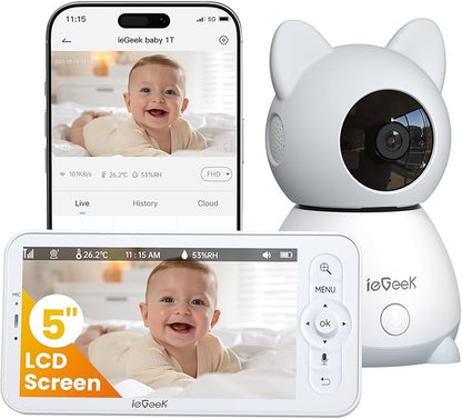 ieGeek Baby Monitor with 5" HD Screen, 2K Camera & Night Vision – WiFi/No-WiFi by ieGeek