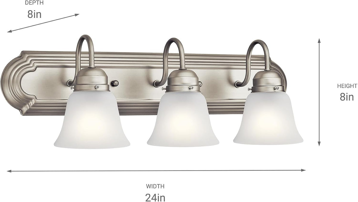 Kichler 3-Light Bathroom Vanity Light, Brushed Nickel