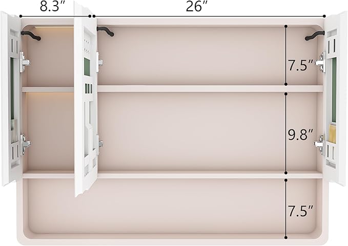 35x28 Inch Bathroom Mirror Cabinet - Image 2