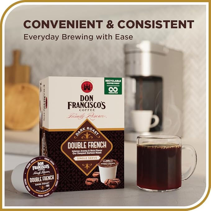 Don Francisco's Double French Roast Coffee Pods, Dark Roast, Compatible - Image 3