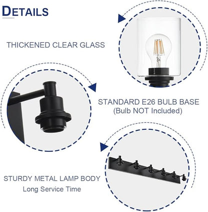 TODOLUZ Industrial Wall Sconce Lighting in Matte Black Finish, 3-Light Bathroom - Image 7