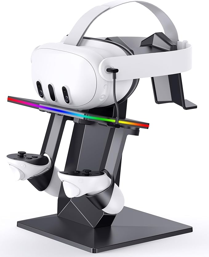 Charging Dock for Meta Quest 3S, Quest 3, 2 or Pro，RGB Charging Vertical by ArocoVrQuest3HeadStrap